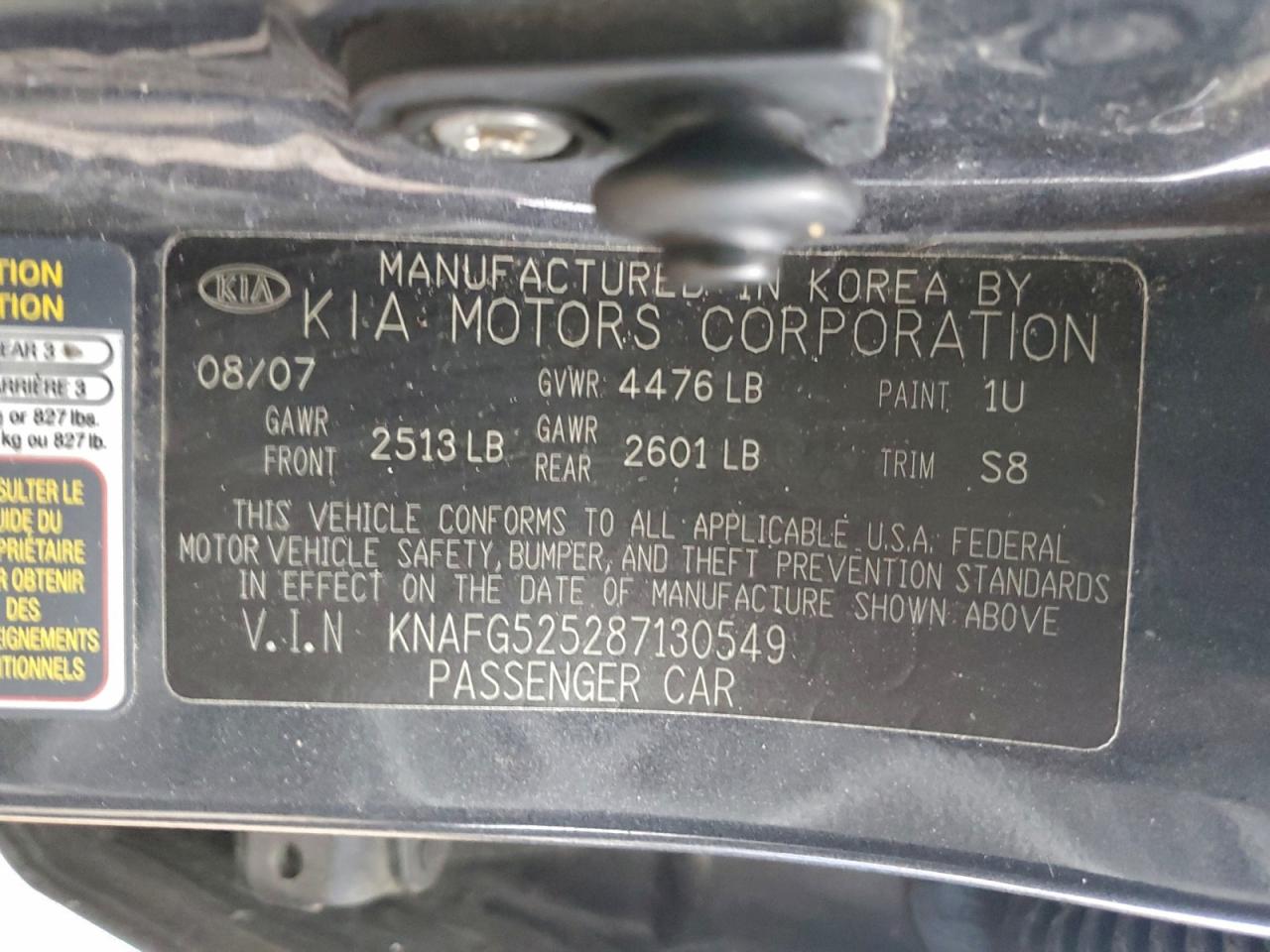 2008 Kia Rondo Base VIN: KNAFG525287130549 Lot: 94371995