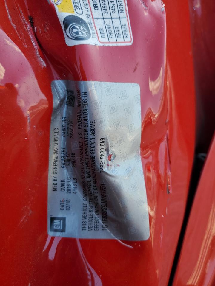 2018 Chevrolet Camaro Lt VIN: 1G1FB3DS9J0161751 Lot: 92951005