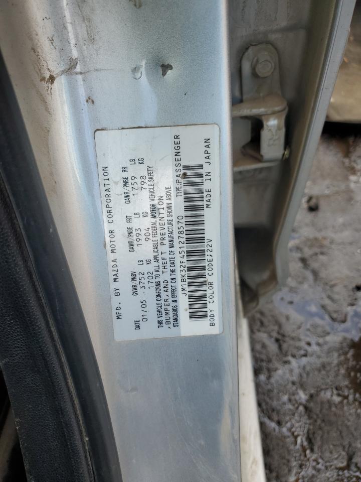 2005 Mazda 3 I VIN: JM1BK32F451278570 Lot: 91202955