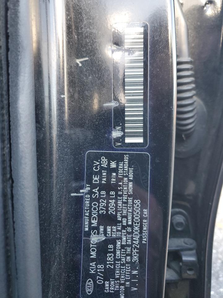 2019 Kia Forte Fe VIN: 3KPF24AD0KE005058 Lot: 92955195