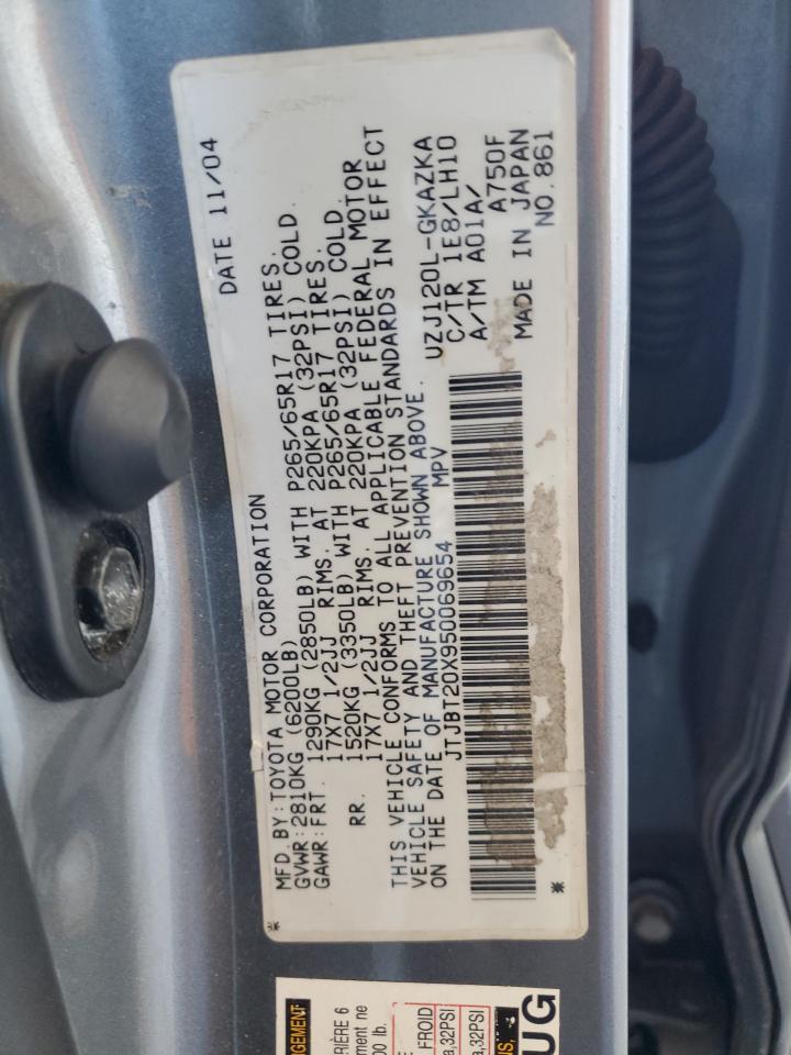 2005 Lexus Gx 470 VIN: JTJBT20X950069654 Lot: 91088315