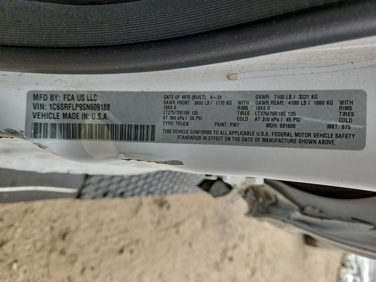 2025 Ram 1500 Rebel VIN: 1C6SRFLP9SN609188 Lot: 93683635