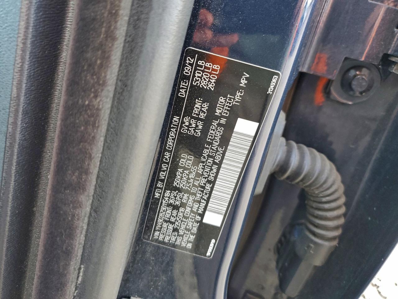 2013 Volvo Xc70 T6 VIN: YV4902BZ9D1154184 Lot: 94557515