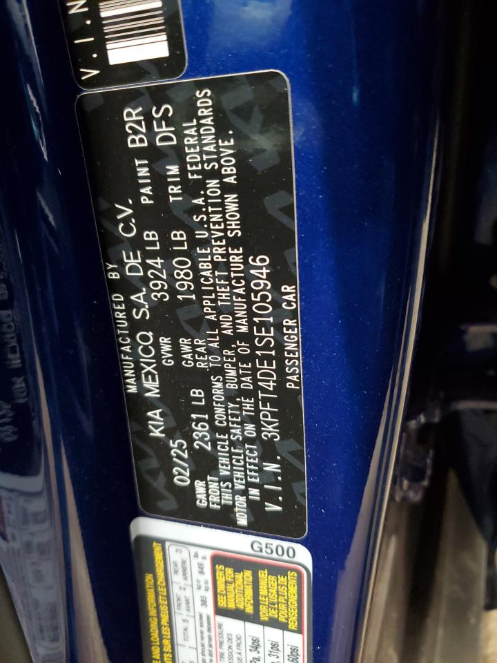 2025 Kia K4 Lx VIN: 3KPFT4DE1SE105946 Lot: 92445125