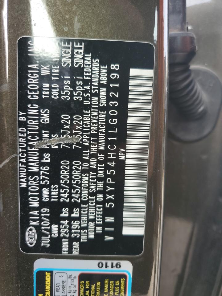 2020 Kia Telluride Sx VIN: 5XYP54HC1LG032198 Lot: 93264815