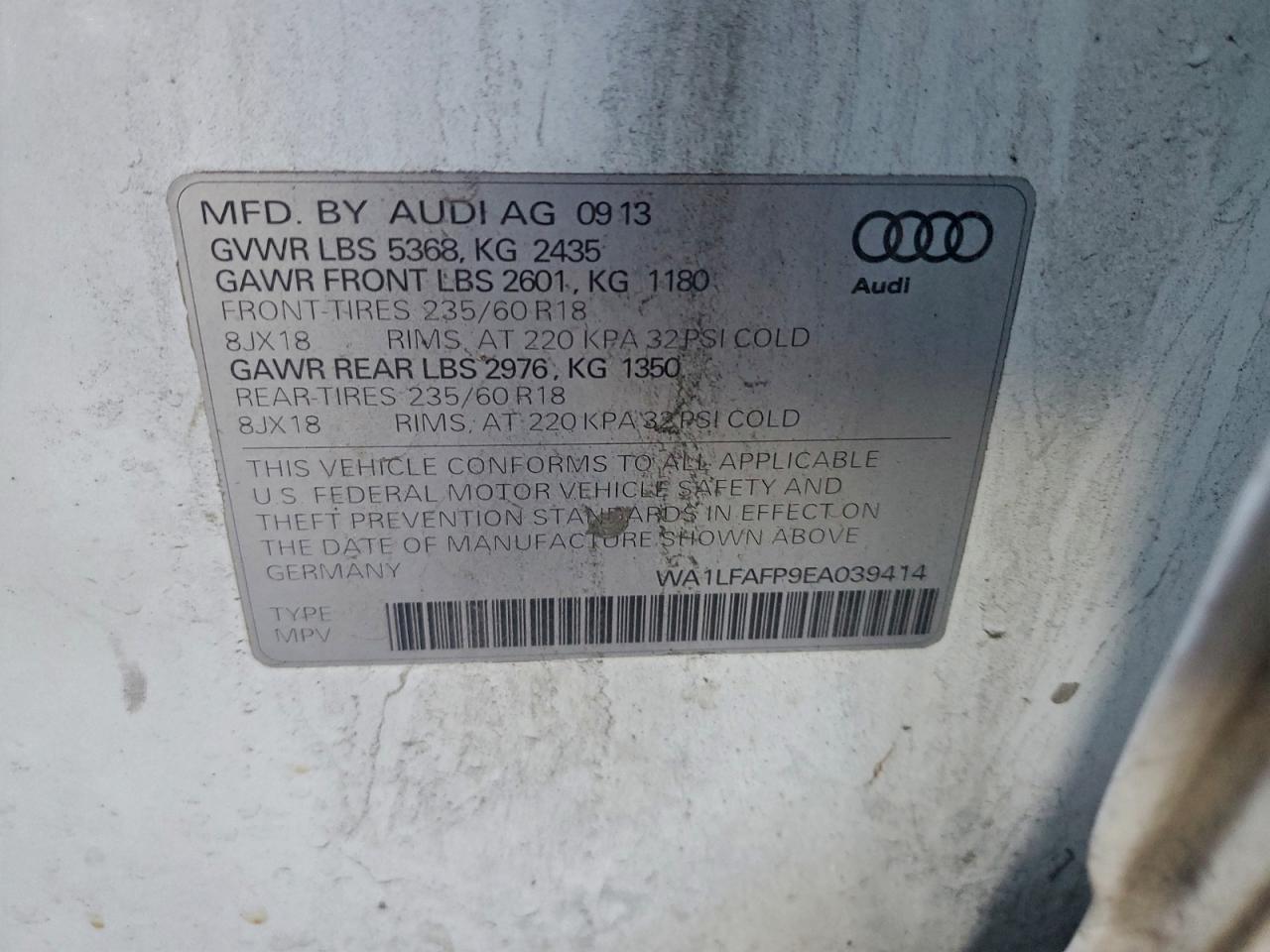 2014 Audi Q5 Premium Plus VIN: WA1LFAFP9EA039414 Lot: 93980545