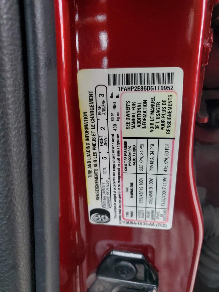 2013 Ford Taurus Sel VIN: 1FAHP2E86DG110952 Lot: 92108765