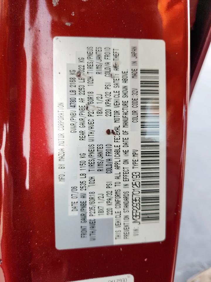 2007 Mazda Cx-7 VIN: JM3ER293570125193 Lot: 93541135