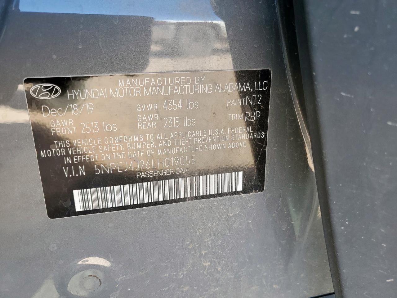 2020 Hyundai Sonata Sel Plus VIN: 5NPEJ4J26LH019055 Lot: 91834575