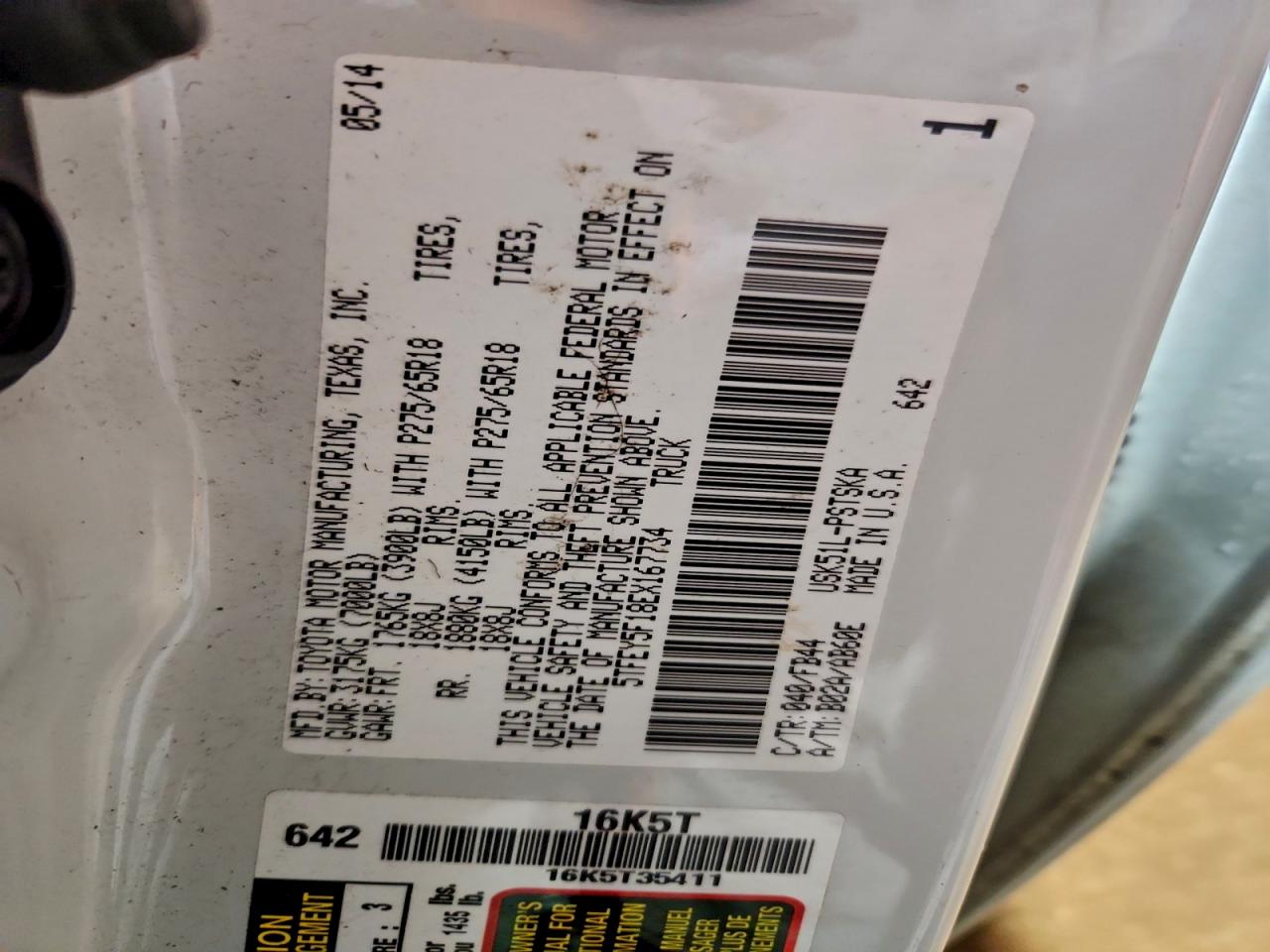 2014 Toyota Tundra Crewmax Sr5 VIN: 5TFEY5F18EX167734 Lot: 94258205