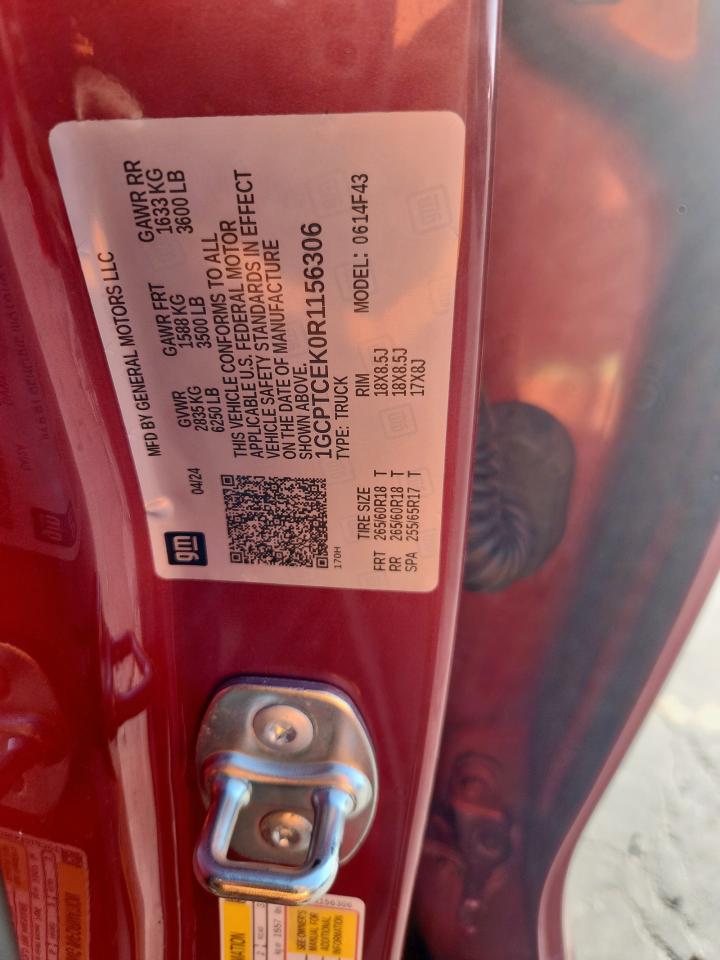 2024 Chevrolet Colorado Lt VIN: 1GCPTCEK0R1156306 Lot: 93432205