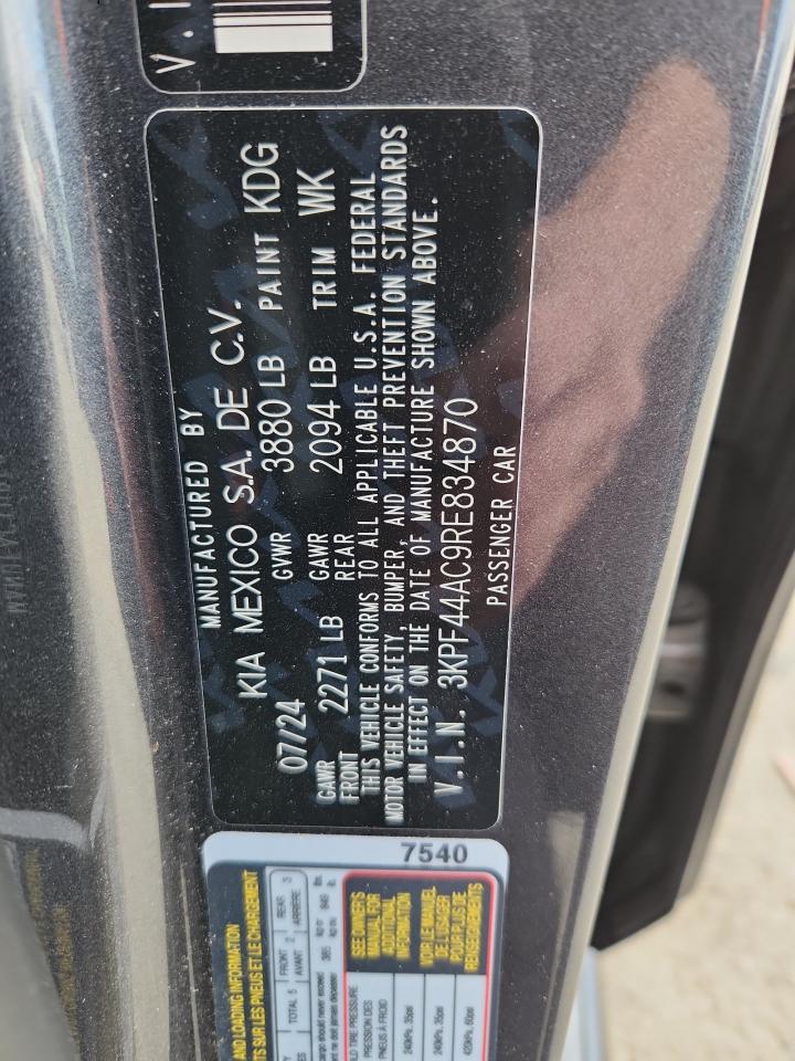 2024 Kia Forte Gt VIN: 3KPF44AC9RE834870 Lot: 92666615