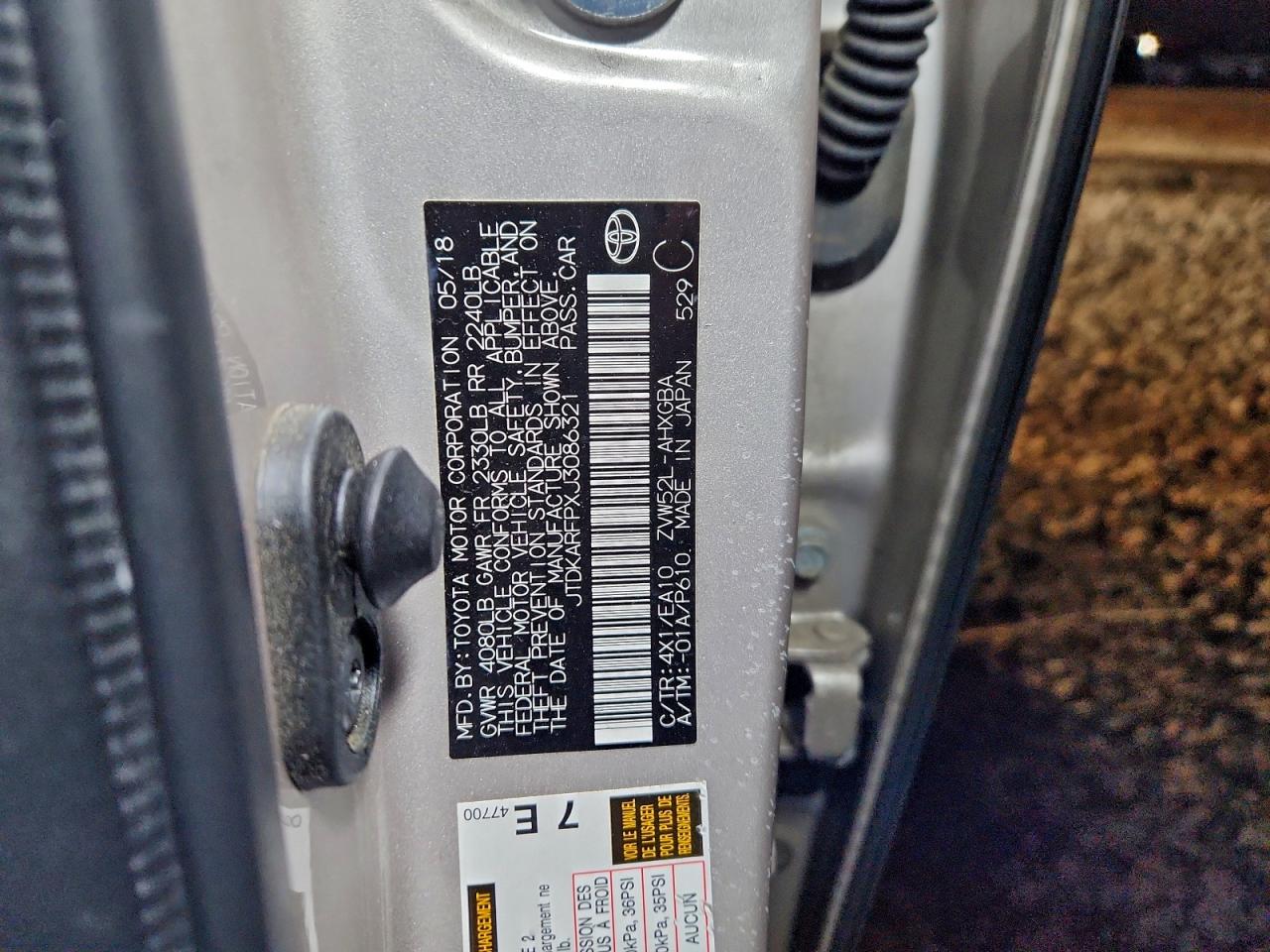 2018 Toyota Prius Prime VIN: JTDKARFPXJ3086321 Lot: 94317135