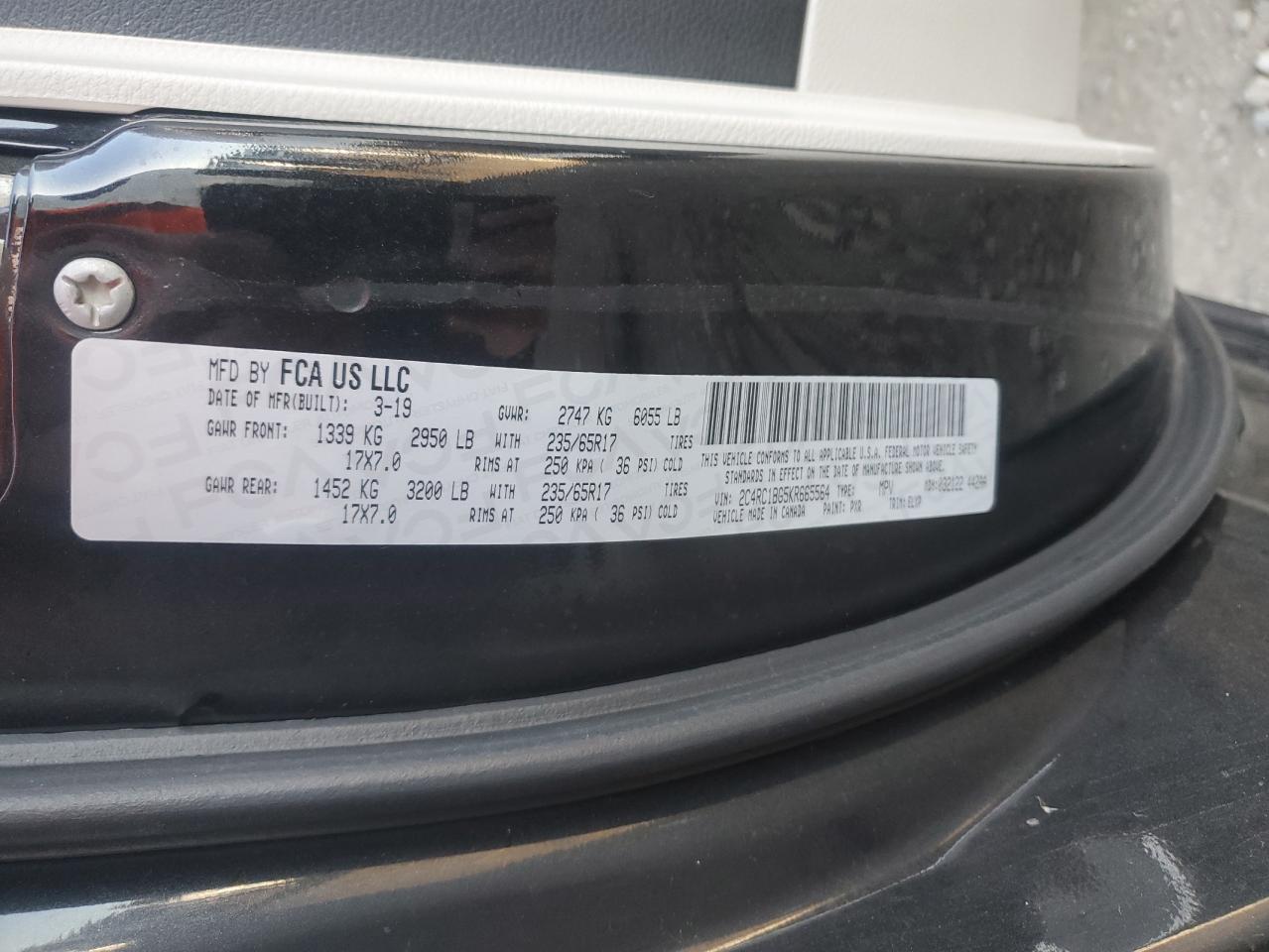 2019 Chrysler Pacifica Touring L VIN: 2C4RC1BG5KR665564 Lot: 92494575