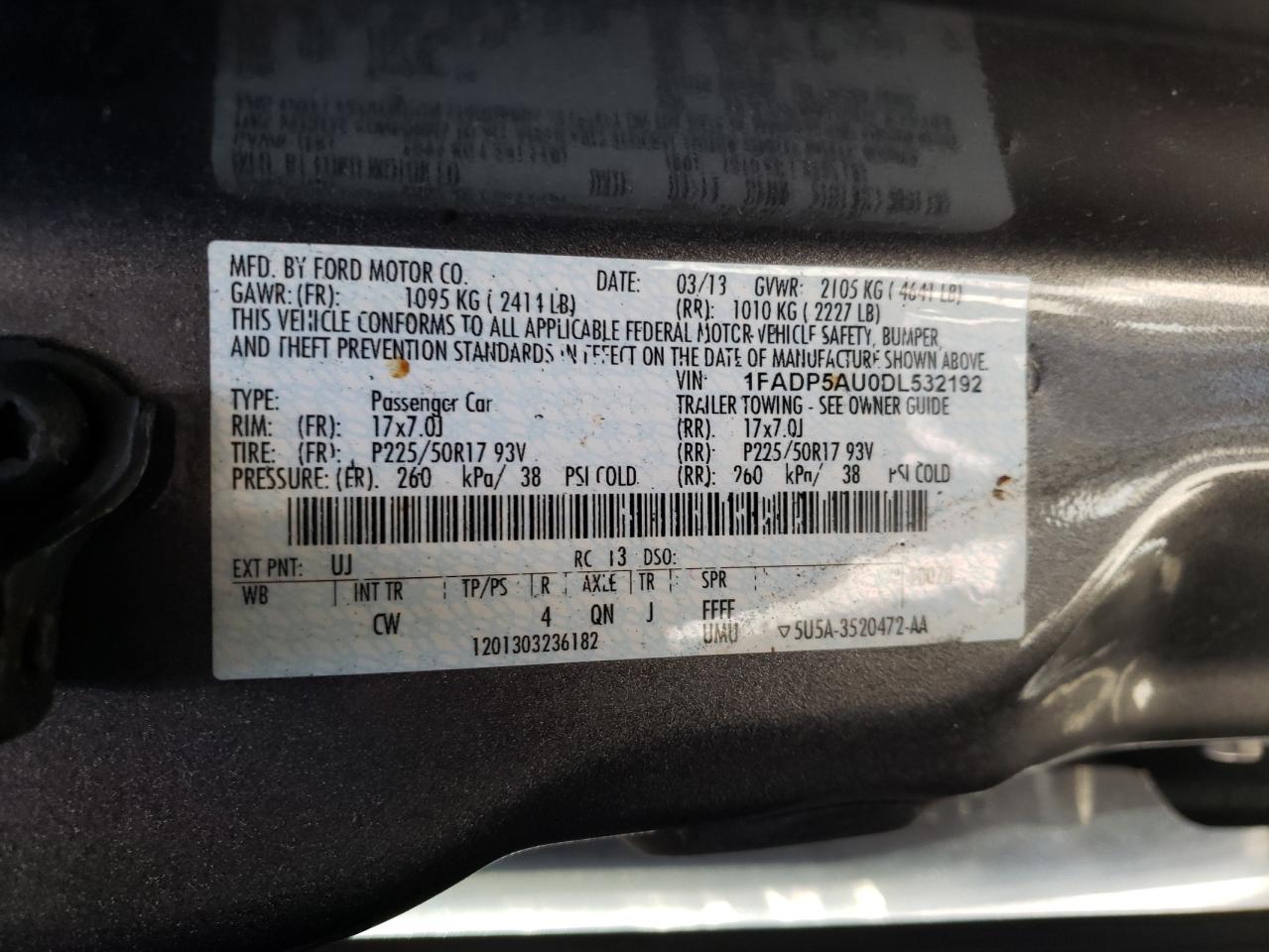 2013 Ford C-Max Se VIN: 1FADP5AU0DL532192 Lot: 92954135