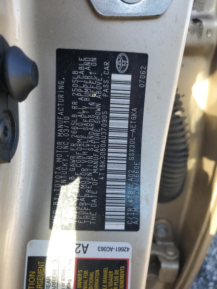 2010 Toyota Avalon Xl VIN: 4T1BK3DB0AU370905 Lot: 91796225