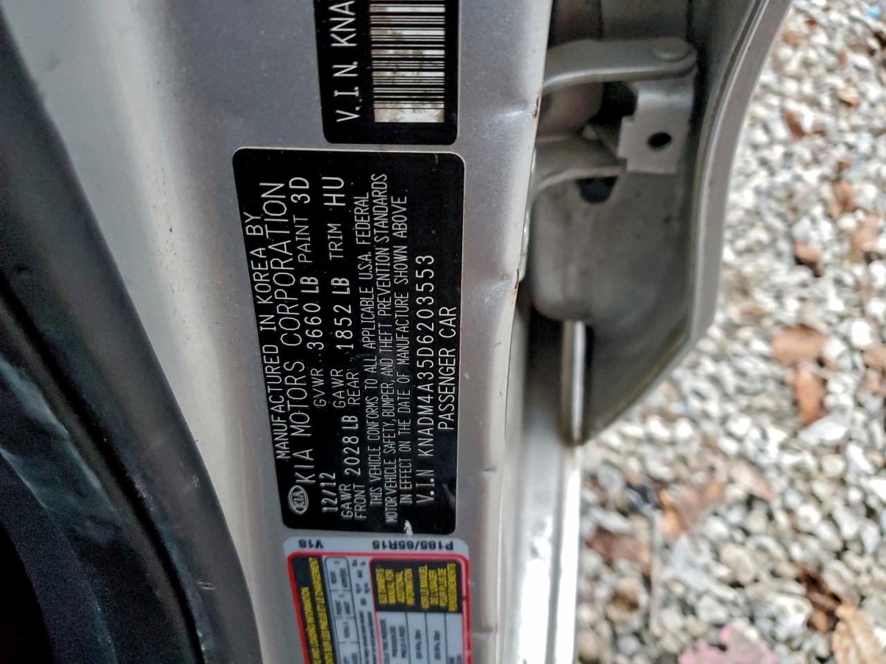 2013 Kia Rio Lx VIN: KNADM4A35D6203553 Lot: 93992915