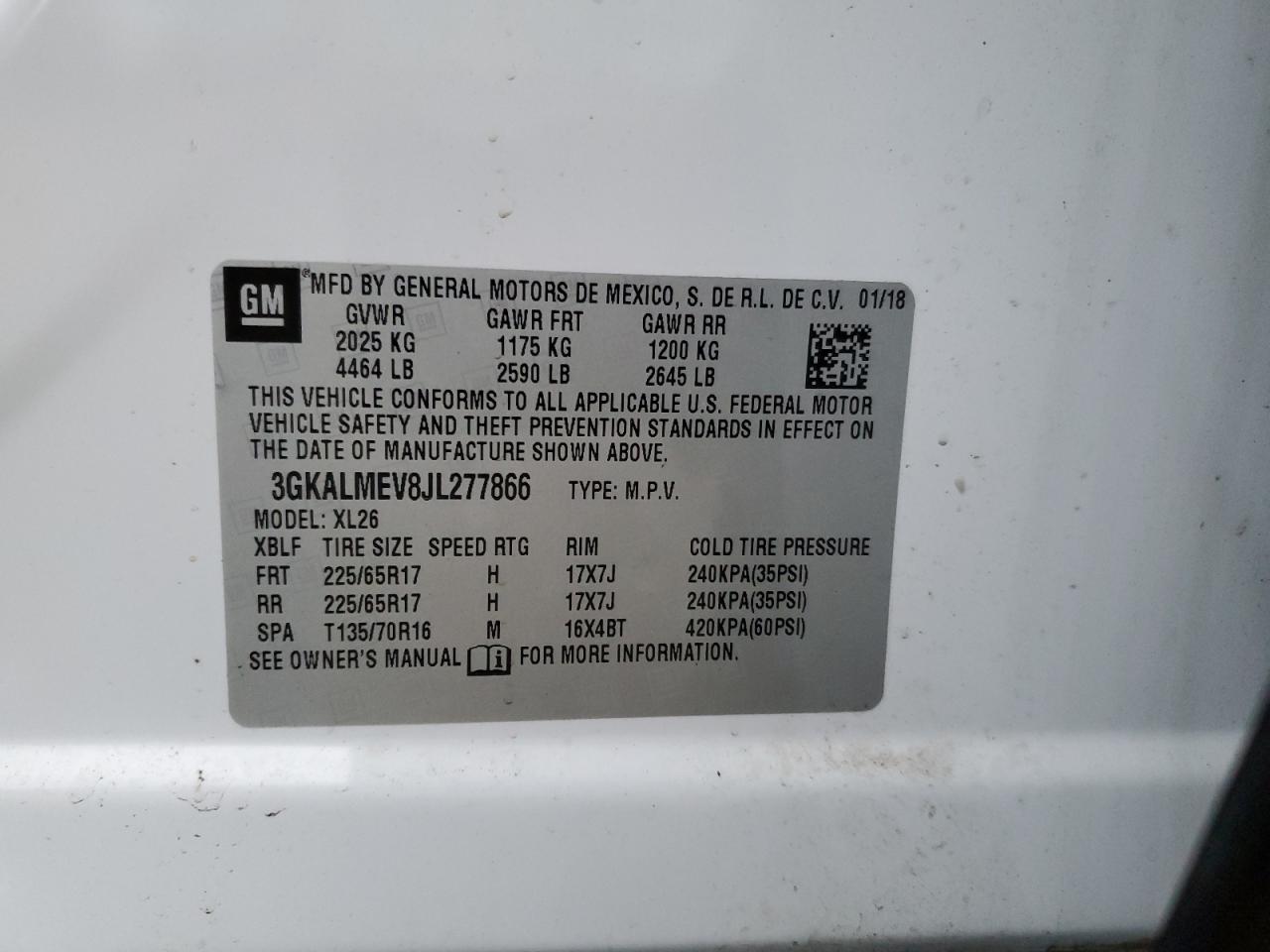 2018 GMC Terrain Sle VIN: 3GKALMEV8JL277866 Lot: 91672065