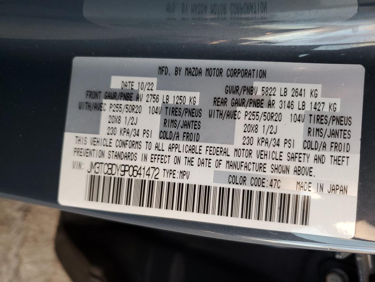 2023 Mazda Cx-9 Grand Touring VIN: JM3TCBDY9P0641472 Lot: 92388875