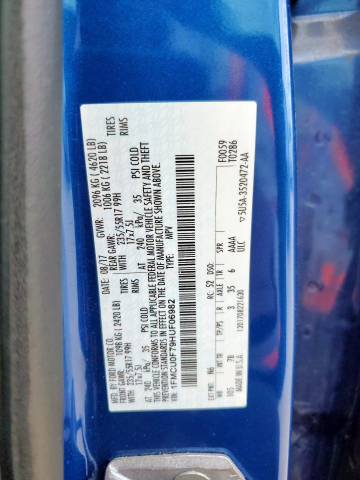 2017 Ford Escape S VIN: 1FMCU0F79HUF06982 Lot: 93339495