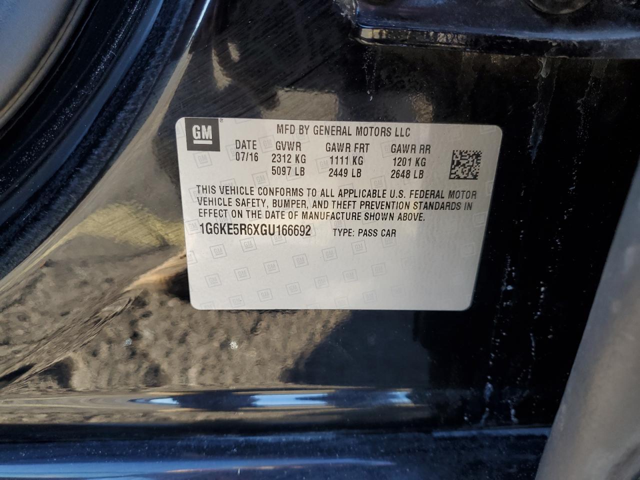 2016 Cadillac Ct6 Luxury VIN: 1G6KE5R6XGU166692 Lot: 91396115