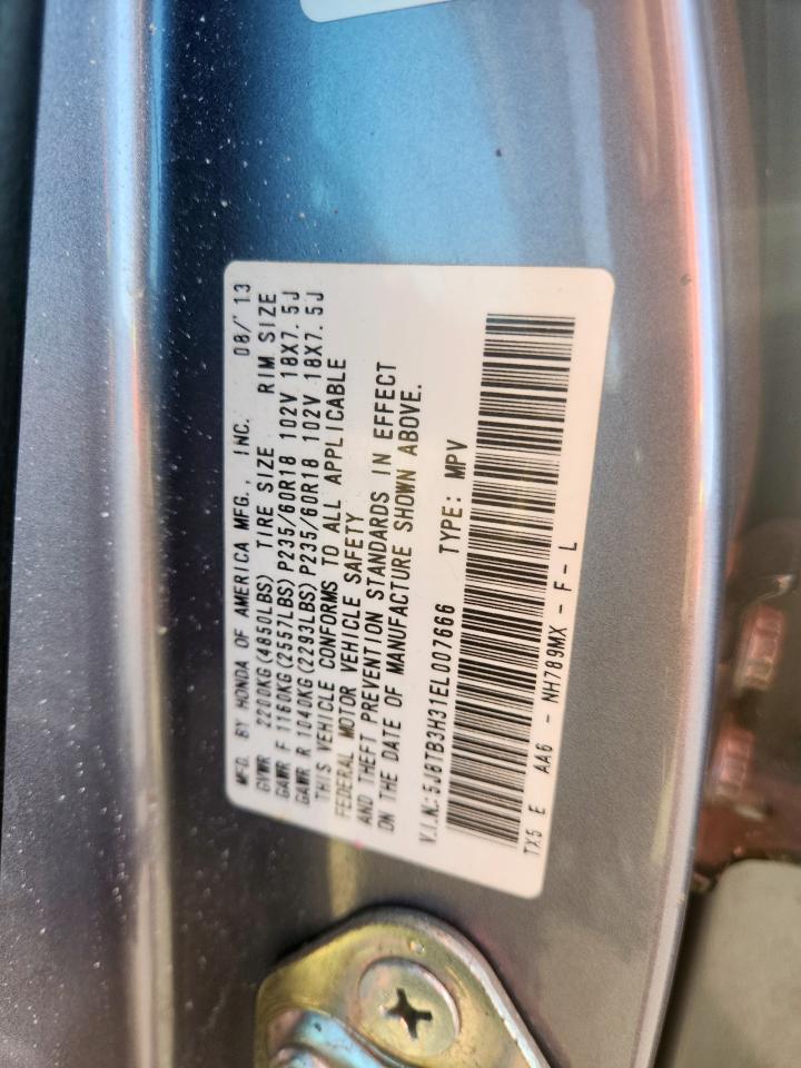 2014 Acura Rdx VIN: 5J8TB3H31EL007666 Lot: 92731605