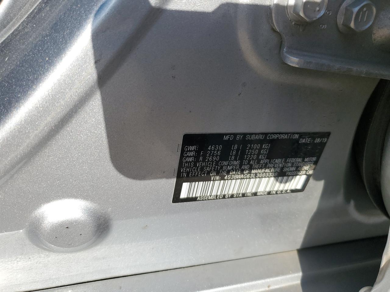 2020 Subaru Legacy Sport VIN: 4S3BWAG63L3003338 Lot: 92896035