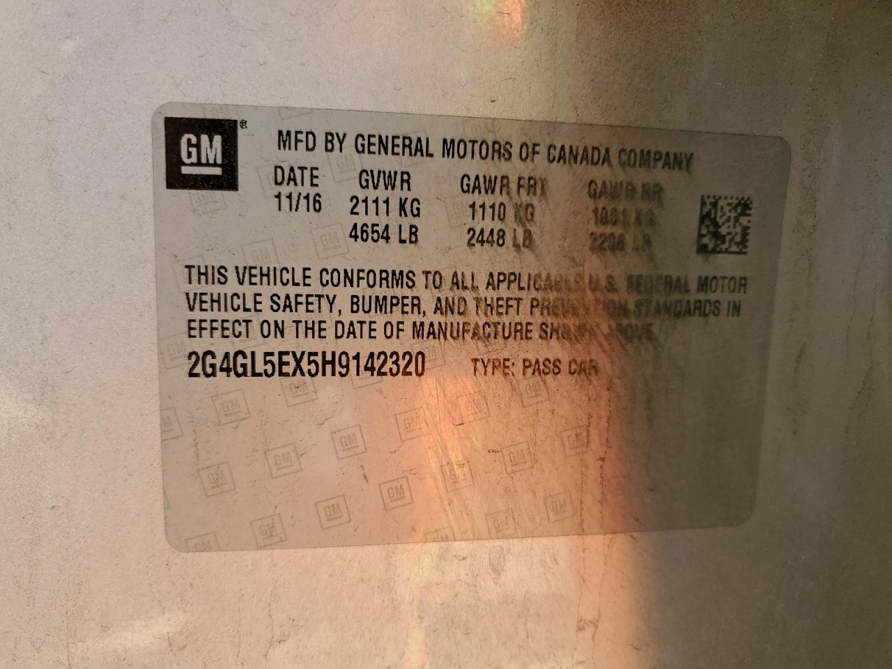 2017 Buick Regal Sport Touring VIN: 2G4GL5EX5H9142320 Lot: 93909775