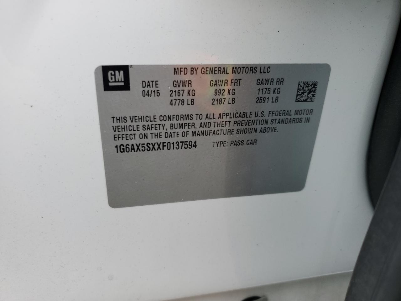 2015 Cadillac Cts Luxury Collection VIN: 1G6AX5SXXF0137594 Lot: 90796025