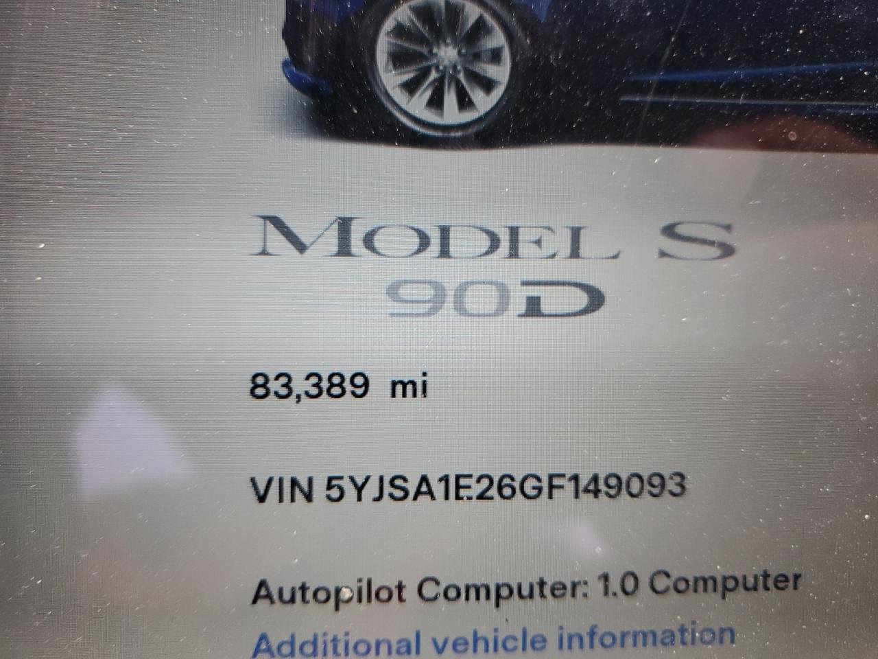2016 Tesla Model S VIN: 5YJSA1E26GF149093 Lot: 93191995
