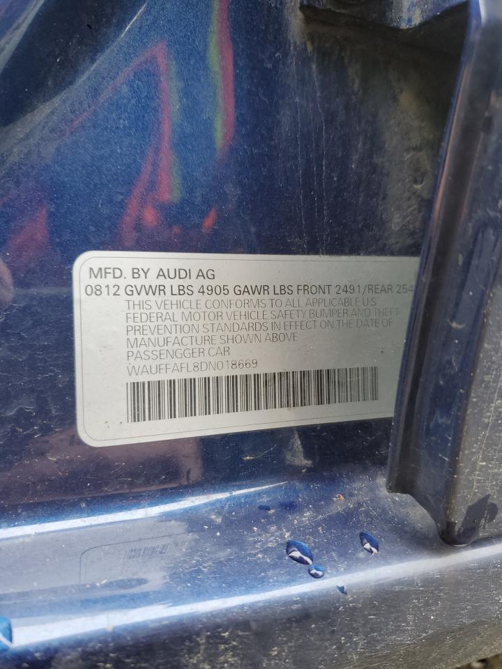 2013 Audi A4 Premium Plus VIN: WAUFFAFL8DN018669 Lot: 92868325