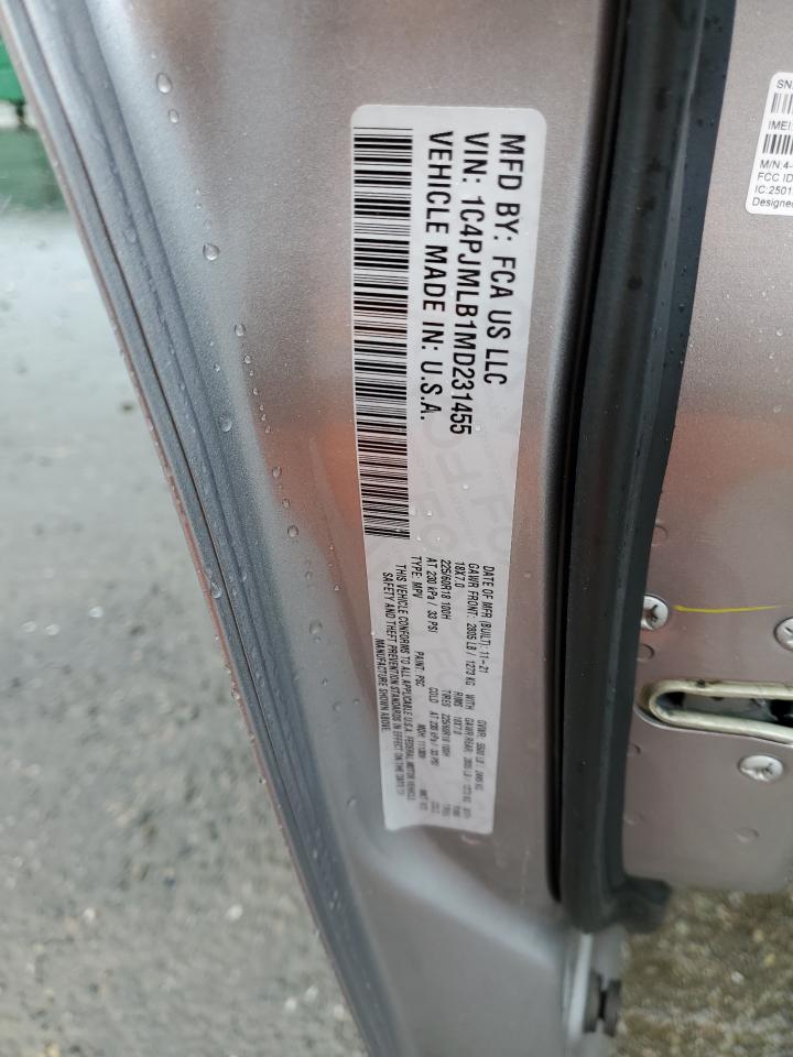 2021 Jeep Cherokee Latitude Plus VIN: 1C4PJMLB1MD231455 Lot: 92723085