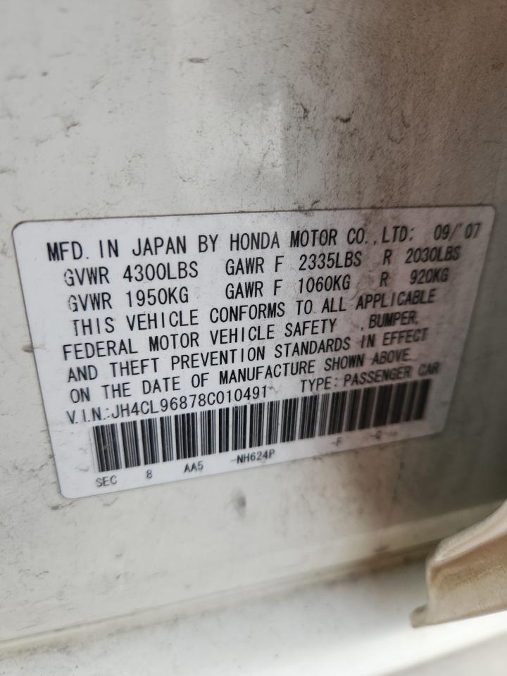 2008 Acura Tsx VIN: JH4CL96878C010491 Lot: 93152215