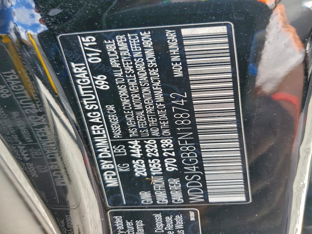 2015 Mercedes-Benz Cla 250 4Matic VIN: WDDSJ4GB8FN188742 Lot: 94449375