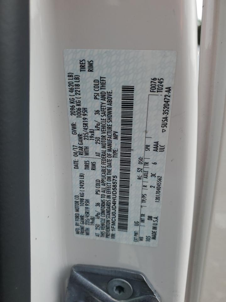 2017 Ford Escape Titanium VIN: 1FMCU0JD4HUD58575 Lot: 90674475