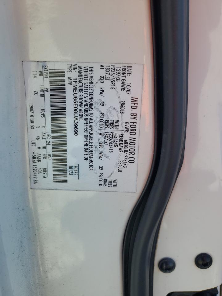 2008 Ford Explorer Limited VIN: 1FMEU65E08UA39690 Lot: 91614905