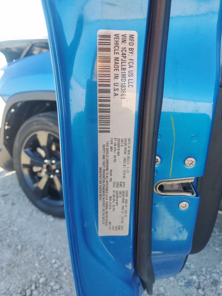 2021 Jeep Cherokee Latitude Plus VIN: 1C4PJLLB1MD183661 Lot: 91526945