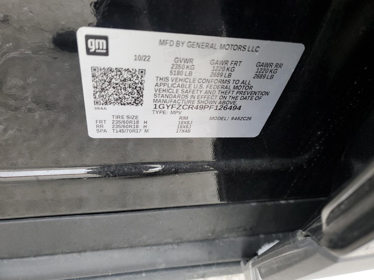 2023 Cadillac Xt4 Premium Luxury VIN: 1GYFZCR49PF126494 Lot: 92229235