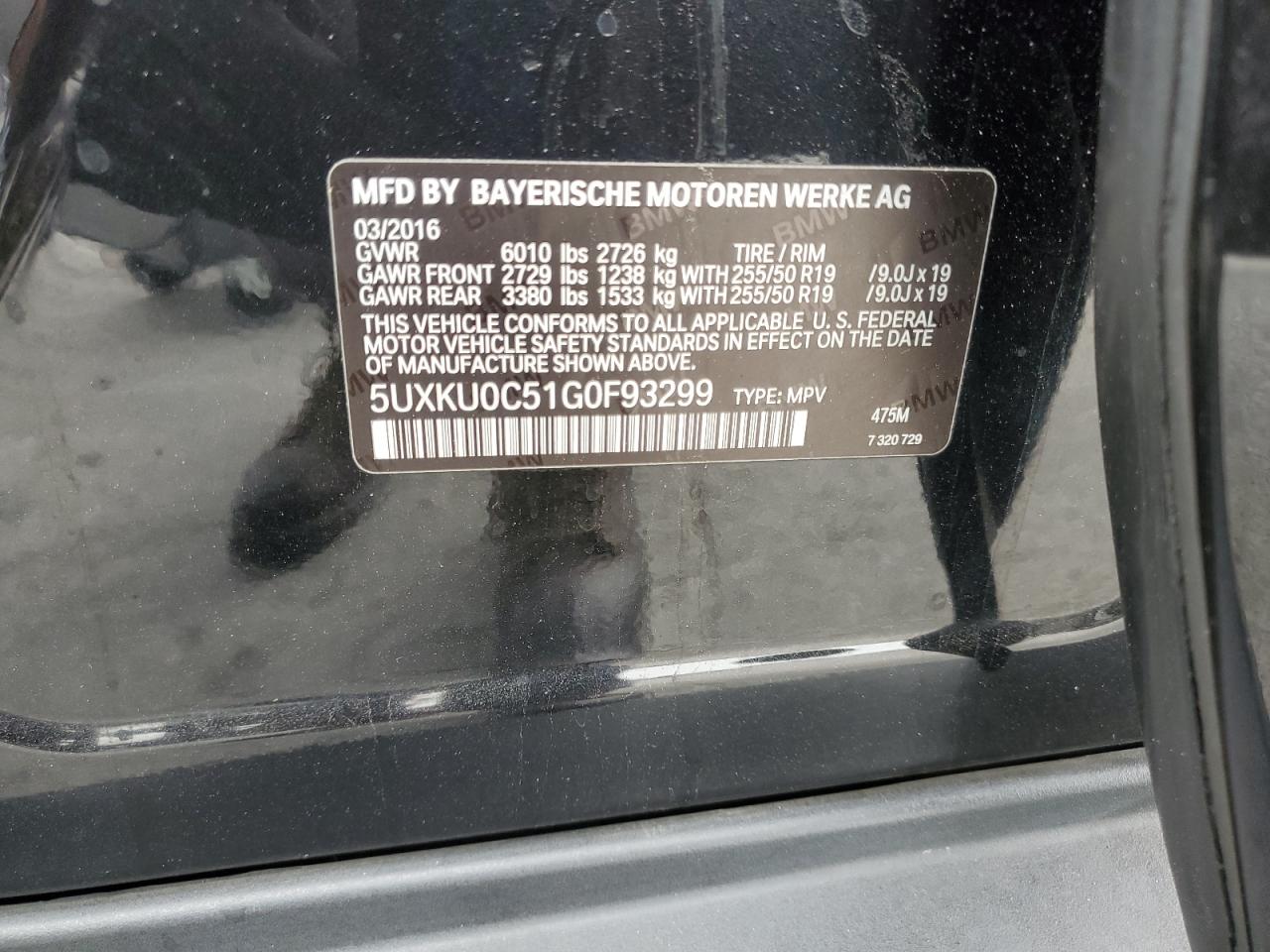 2016 BMW X6 Sdrive35I VIN: 5UXKU0C51G0F93299 Lot: 91646035