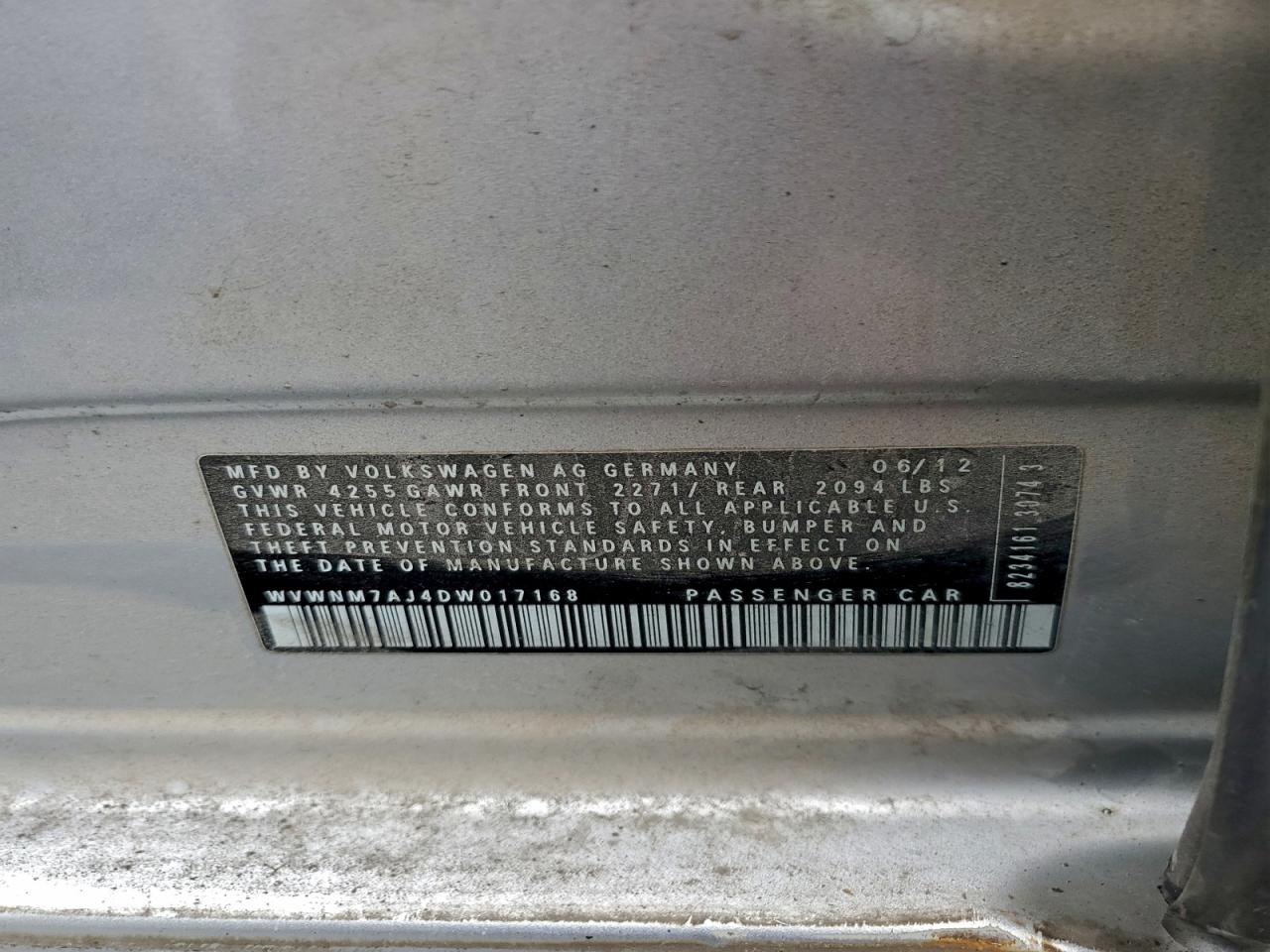 2013 Volkswagen Golf VIN: WVWNM7AJ4DW017168 Lot: 93637265
