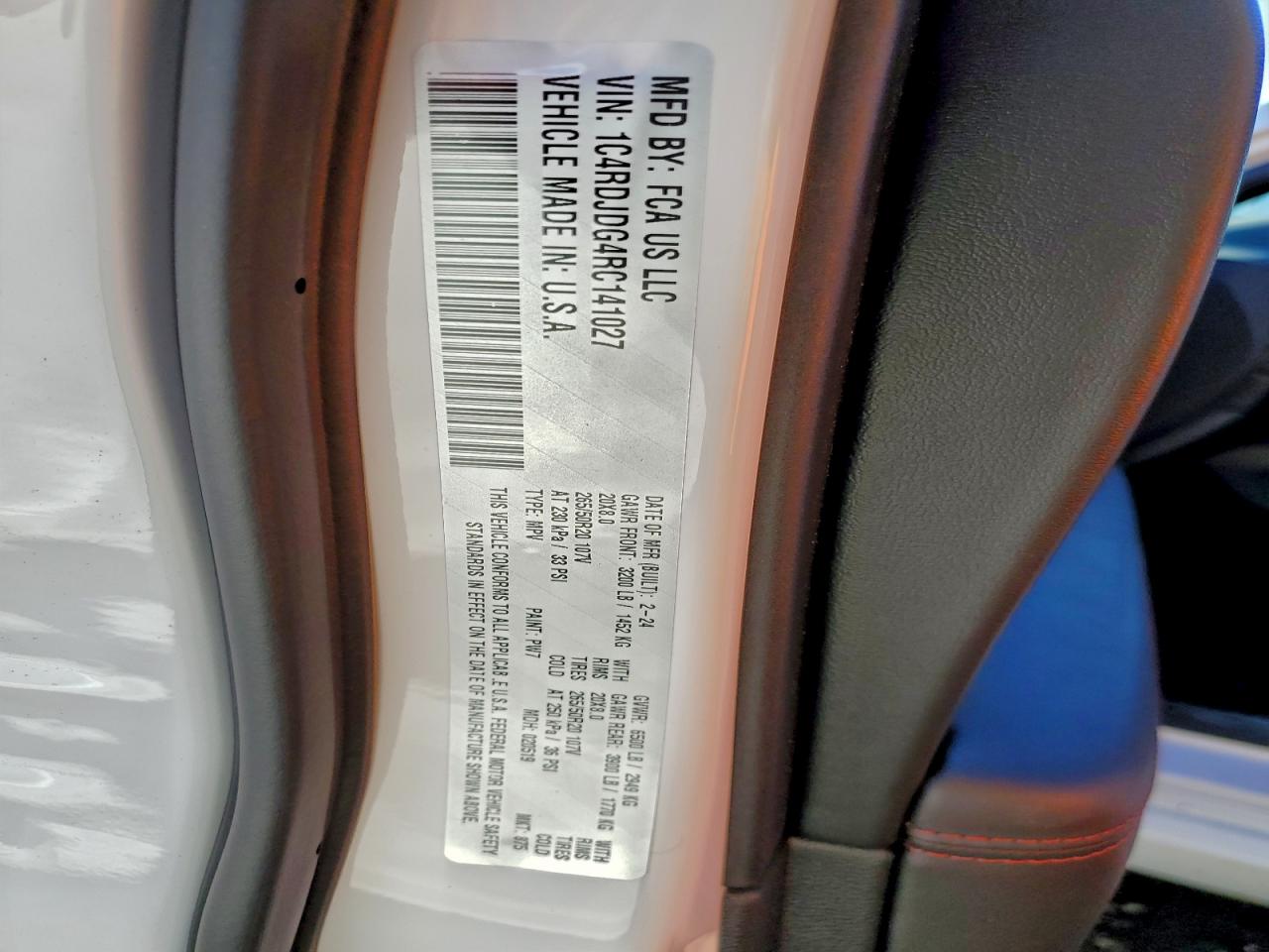 2024 Dodge Durango Gt VIN: 1C4RDJDG4RC141027 Lot: 92911455