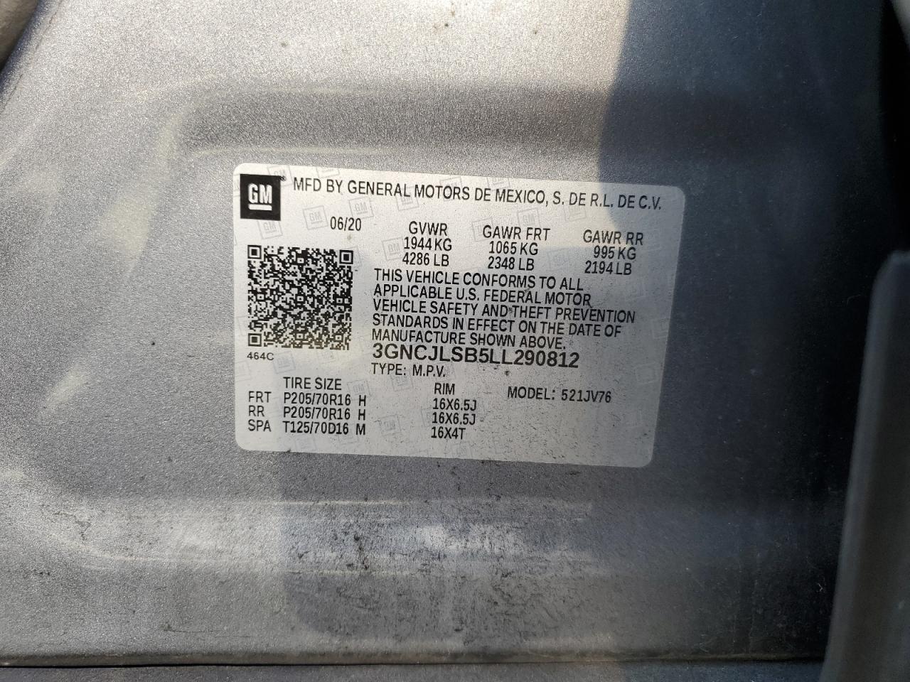 2020 Chevrolet Trax 1Lt VIN: 3GNCJLSB5LL290812 Lot: 90781435