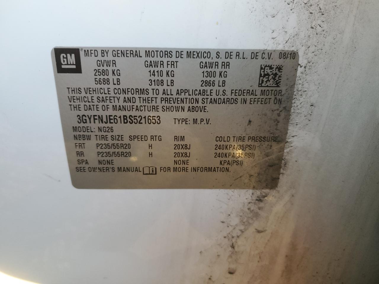 2026 Cadillac Srx Performance Collection VIN: 3GYFNJE61BS521653 Lot: 92996545