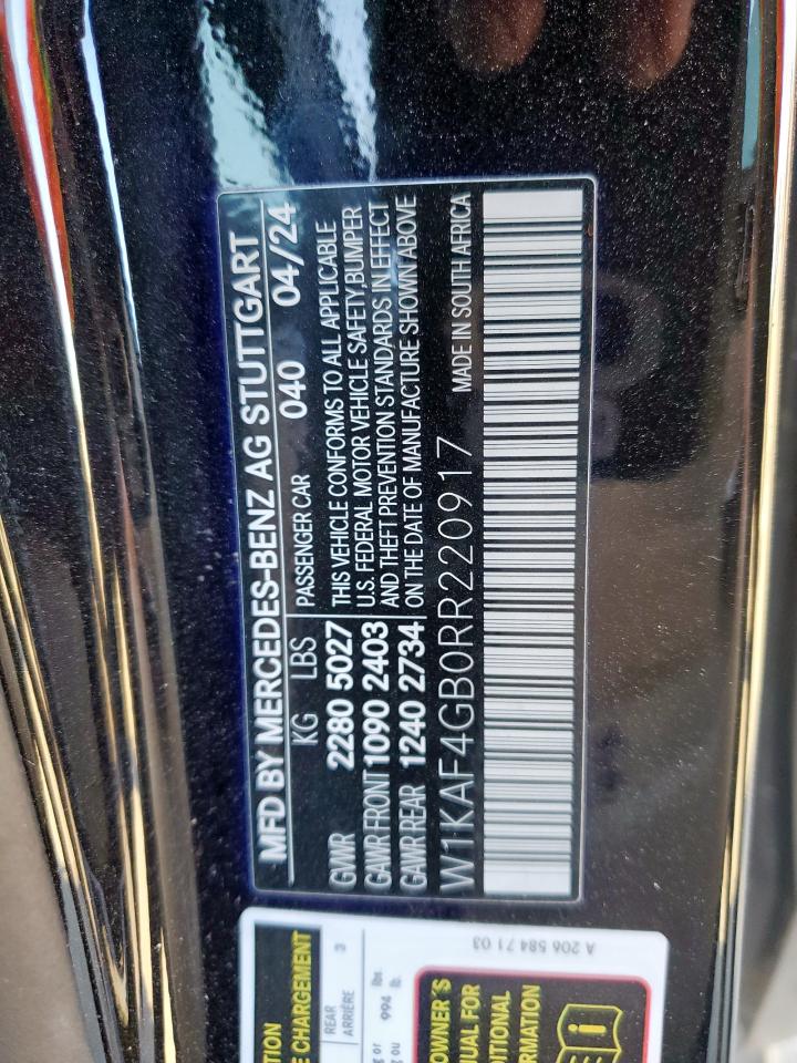 2024 Mercedes-Benz C 300 VIN: W1KAF4GB0RR220917 Lot: 91866515