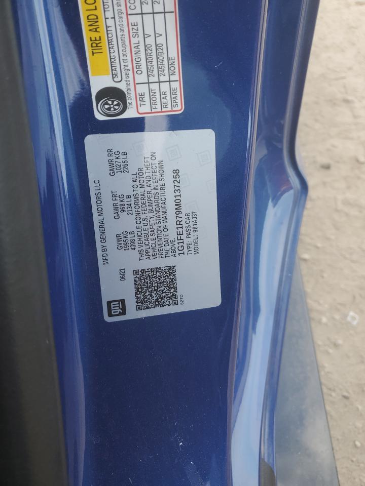 2021 Chevrolet Camaro Lz VIN: 1G1FE1R79M0137258 Lot: 90796725