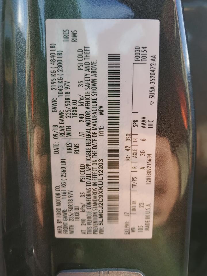 2019 Lincoln Mkc Select VIN: 5LMCJ2C9XKUL12203 Lot: 91779445