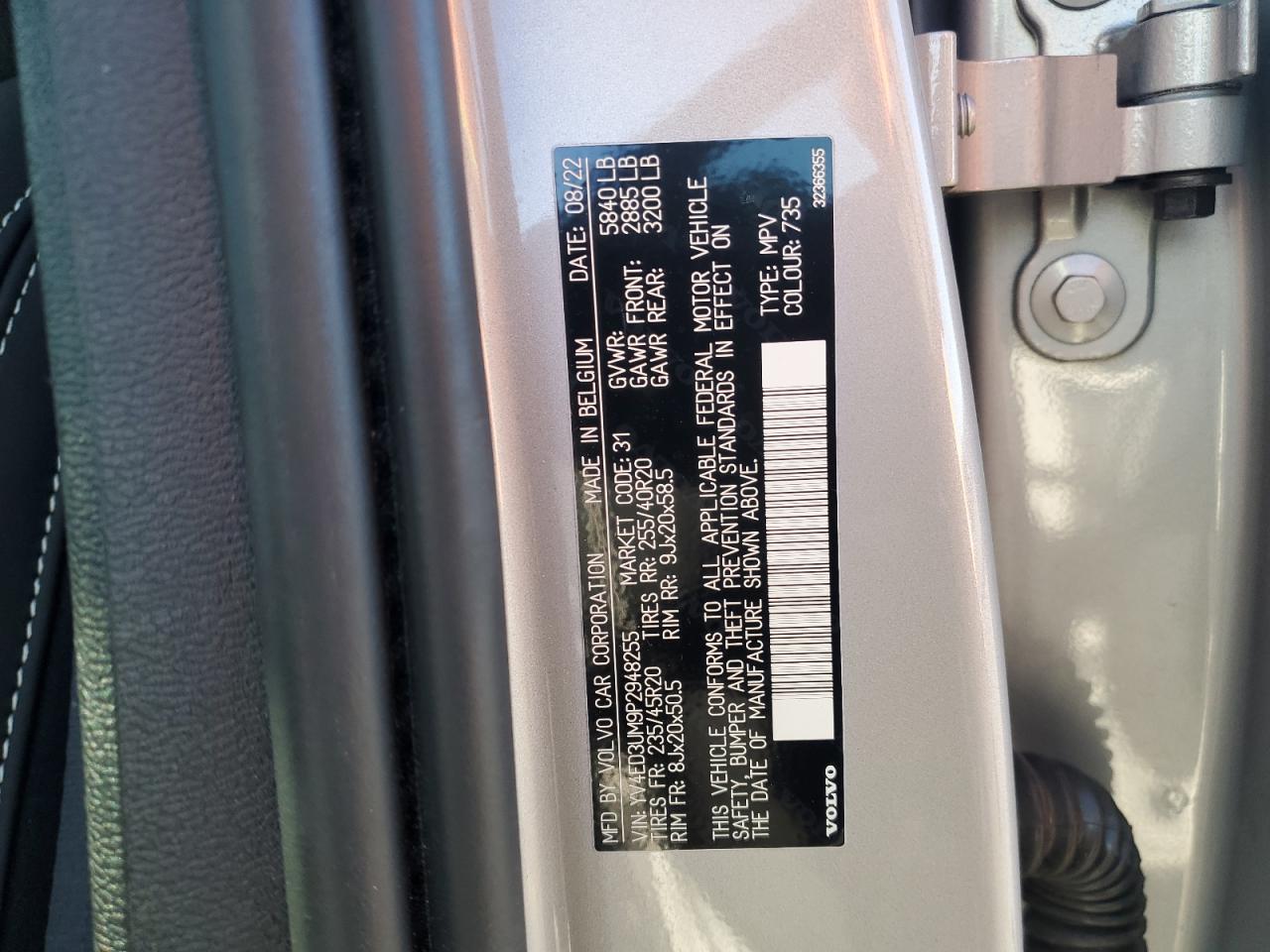 2023 Volvo Xc40 Recharge Ultimate VIN: YV4ED3UM9P2948255 Lot: 91030265