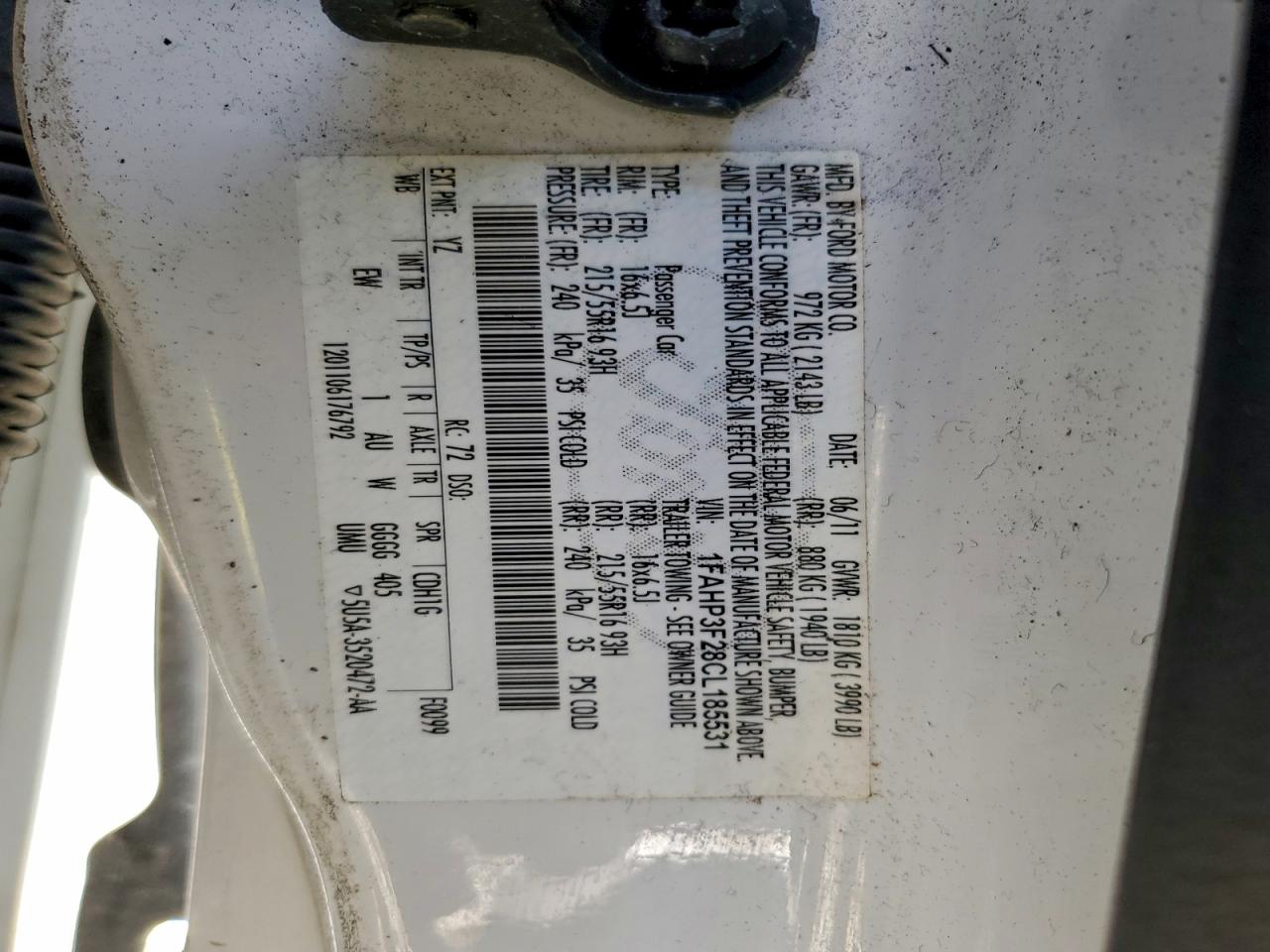 2012 Ford Focus Se VIN: 1FAHP3F28CL185531 Lot: 94718835