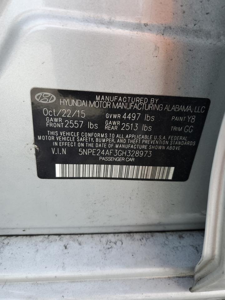 2016 Hyundai Sonata Se VIN: 5NPE24AF3GH328973 Lot: 92300955