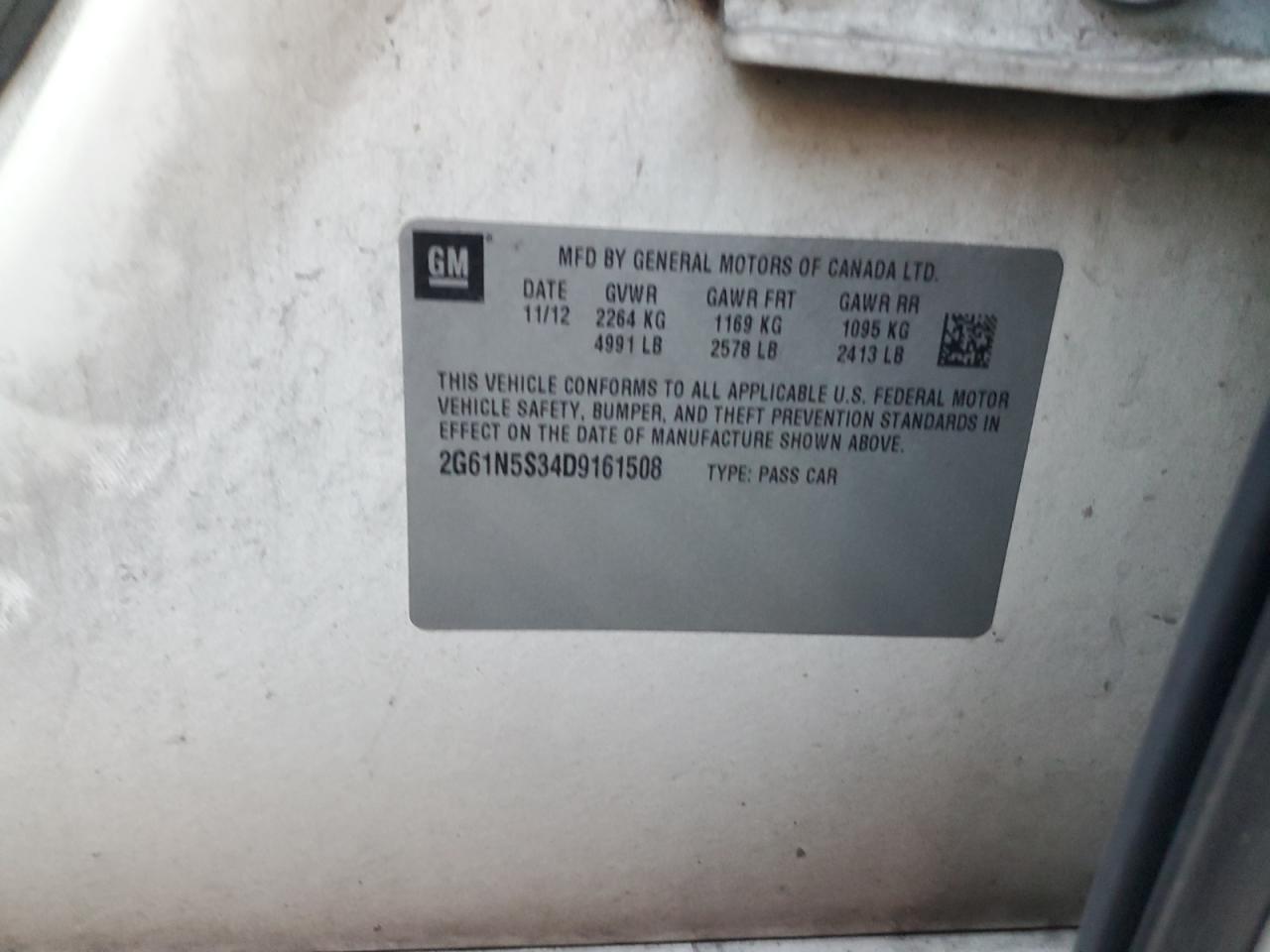 2013 Cadillac Xts VIN: 2G61N5S34D9161508 Lot: 91201415